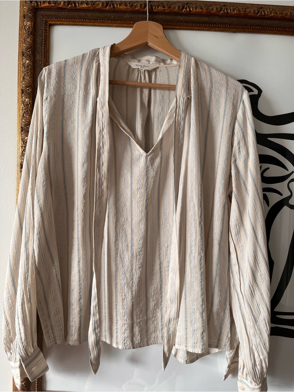 Light Cream Striped Secretary Blouse
